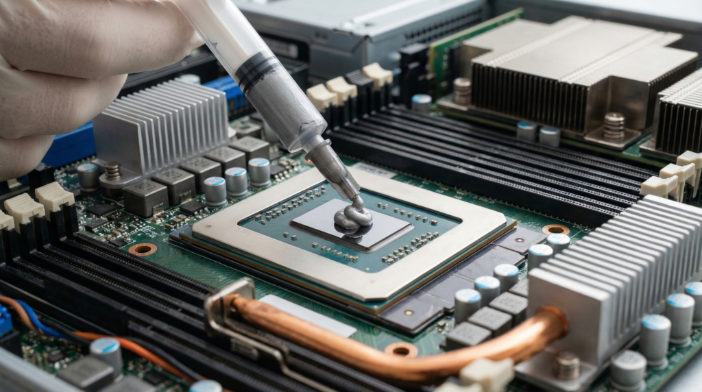 Thermally conductive grease thermal paste – low-resistance thermal interface material for CPU cooling and power modules by Shin-Etsu